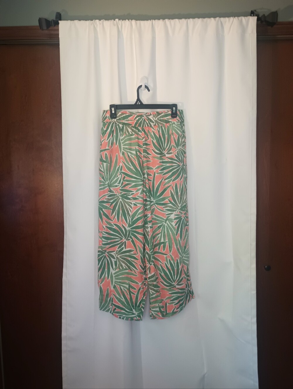 Sigrid Olsen Womens Tropical Linen Wide Leg Crop Pants Medium Island Resort
